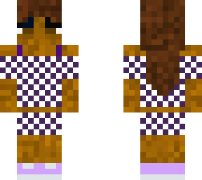 girl w purple checker outfit and headphones