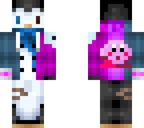 multi-coloured eyed penguin with blue and pink jumper v11
