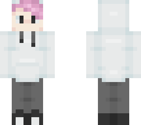 pink hair white hoodie
