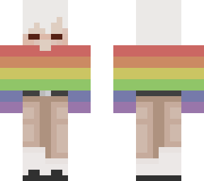 white hair, pride sweather!