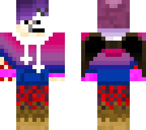 bi flag + crimson trees/vines + minecraft bat girl (original?)