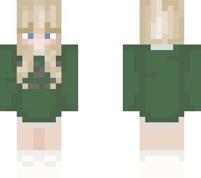 blonde girl green shirt