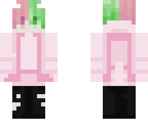 half pink half green boy with horns