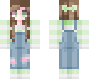 ripped overalls + striped shirt