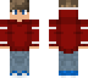 young red hoodie