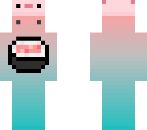 axolotl head with faded pink and bue with sushi