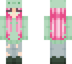 girl w/ pink hair and axolotl hat