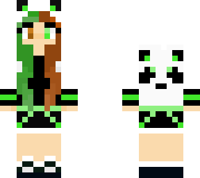 green/brown split panda girl