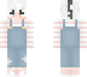 white hair and overalls