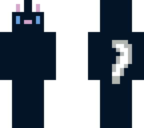 black cat with a white tail and white ears