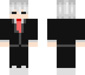 black suit white hair