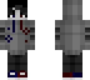 grayscale red and blue hoodie skin