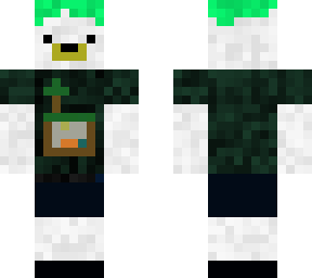 green hair boy, gamer, polar bear with minecraft shirt