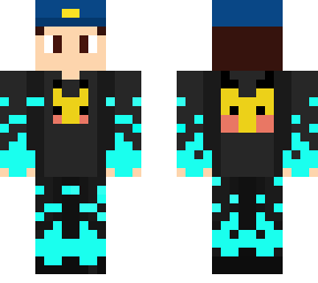 blue gamer boy but with pikachu and police job (my skin)