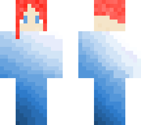 cute girl with red hair and blue clothes