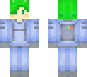 green haired space suit alien