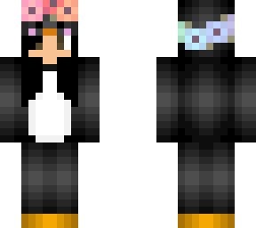 penguin with rainbow flower crown