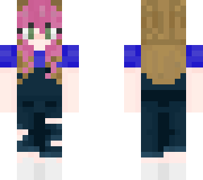pink hair e-girl blue shirt