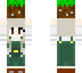 squid girl without squid holding a grass block