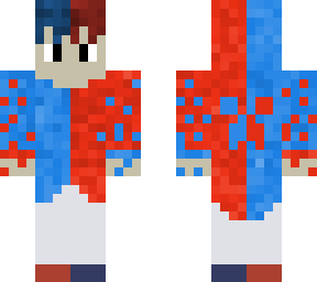 two cocloured minecraft boy (red/blue)