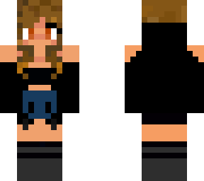 aphmau whit black cloth and whit black hoodie and whit brown hair
