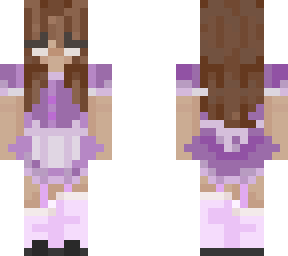 brune girl in a pink maid outfit