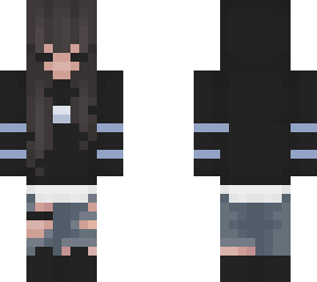 chibi girl with black hoodie and blue