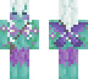 cyan blue flower nymph/fairy with purple flowers
