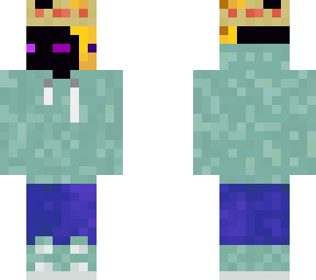 half axolotl half enderman in a green sweater
