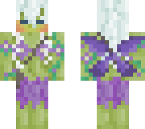 like green nymph/fairy girl with purple flowers