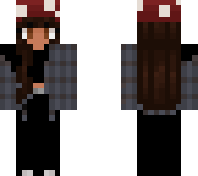 oversized pant girl, mushroom hat