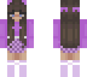 Purple Dress With Brown Hair And Blue Eyes | Minecraft Skin