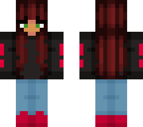 red haired girl in hoodie