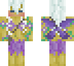 yellow nymph/fairy girl with purple flowers