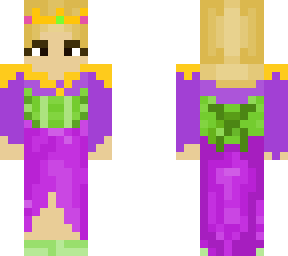blonde, purple dress, with corset