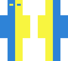 blue/yellow split skin