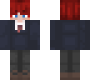 red haired school suit