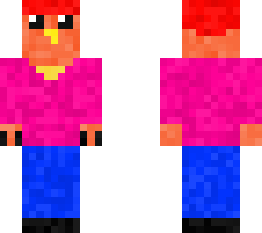 phoenixcanary with pink shirt blue trousers and red hair fixed