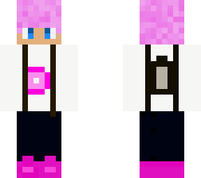 pink haired boy with back pack