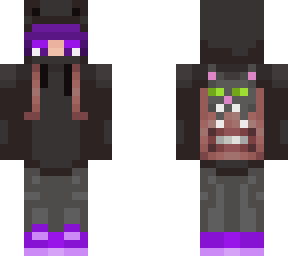 black frog hoodie kid with cat backpack (max)