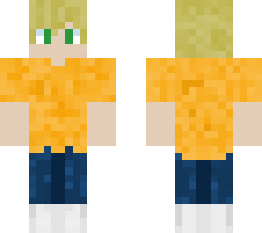 blonde male orange t-shirt