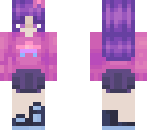 inspired magenta haired girl with neon cute outfit