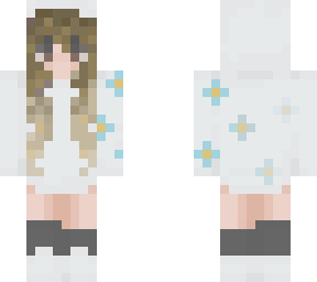 brunette/blonde girl (flower hoodie)