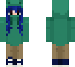 frog hoodie blue hair