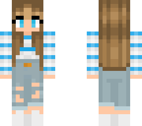 girl with white and blue shirt and ripped jeans