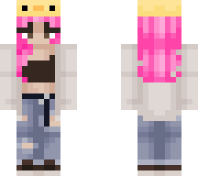 my skin pink hair + duck hat