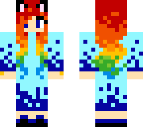 rainbow hair & blue dress!
