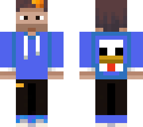 auron con sudadera azul y frederick