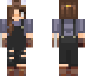brown hair girl in like a builder clothes