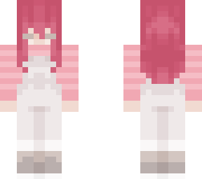 closed eye white pink dungarees
